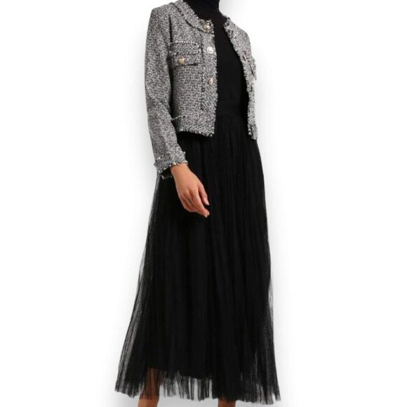 Wild Time Fashion Dresses & Skirts - Black Multi Layer Mesh Pleated Long A-line Midi Skirt -NEW